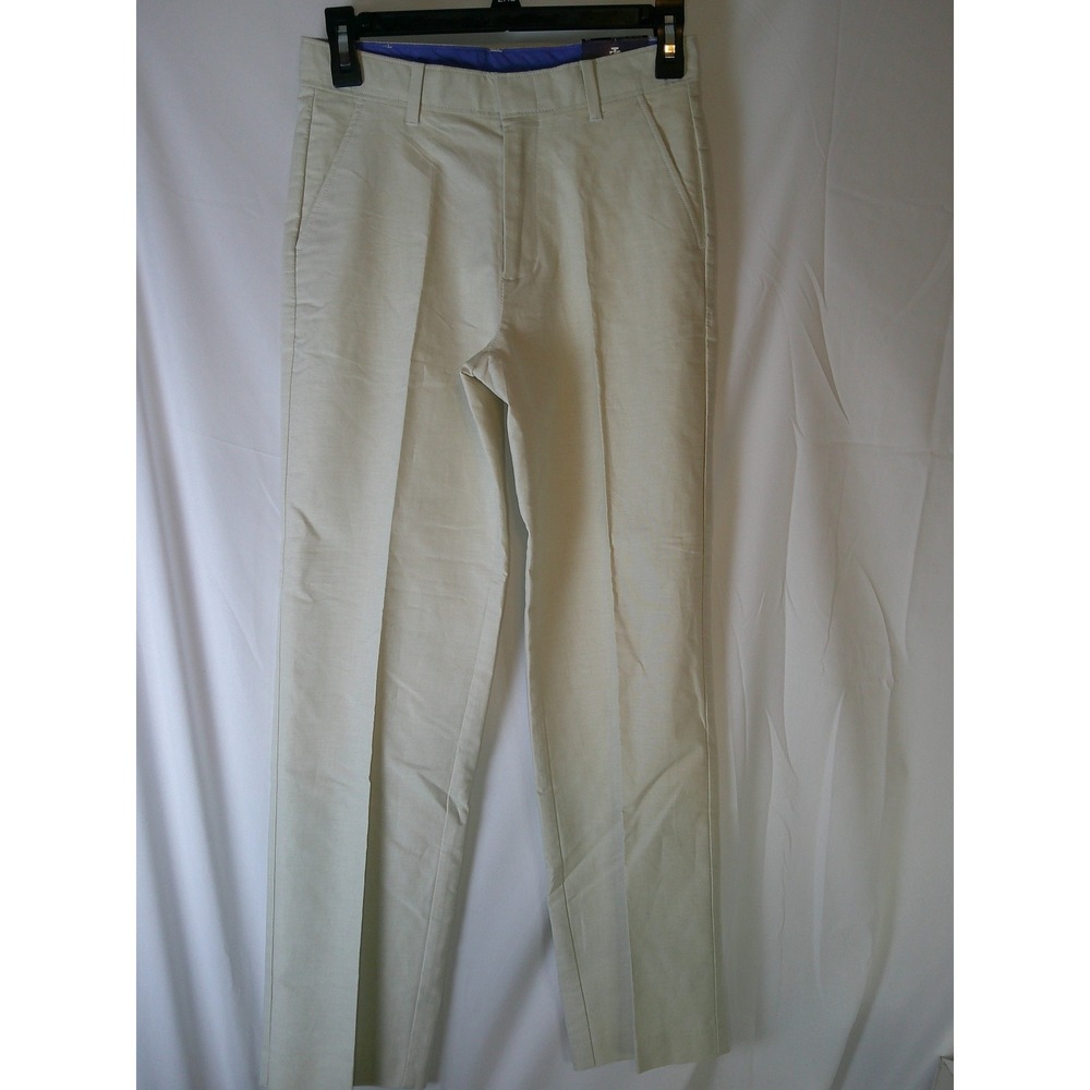 IZOD Womens Flat Front Regular Fit Straight Leg Trousers Bamboo Beige 12 NWT $40